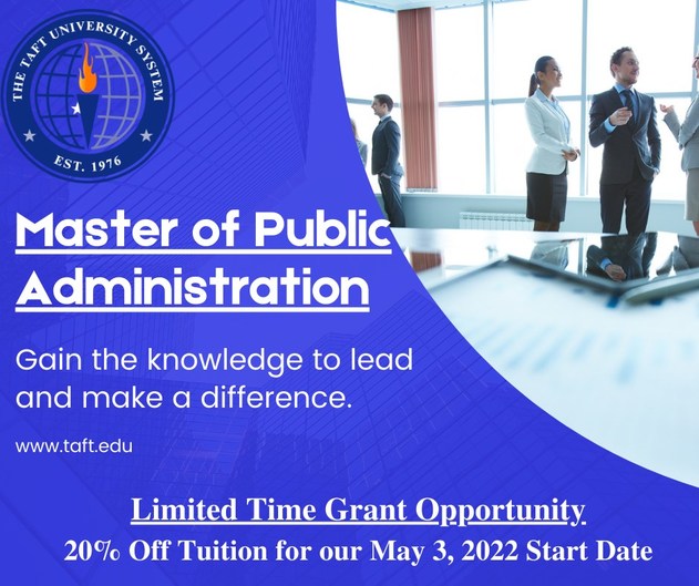 Online Master of Public Administration - William Howard Taft University Announces Limited Time Grant Opportunity - Vimarsana News
