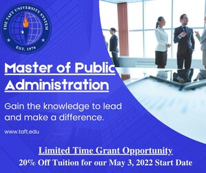 Online Master of Public Administration - William Howard Taft University Announces Limited Time Grant Opportunity