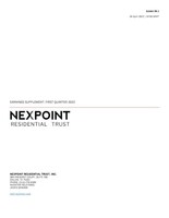 NEXPOINT RESIDENTIAL TRUST INC REPORTS FIRST QUARTER 2022 RESULTS
