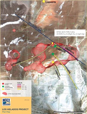 LOS HELADOS PROJECT Plan Map (CNW Group/NGEx Minerals Ltd.)