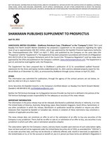 SHAMARAN PUBLISHES SUPPLEMENT TO PROSPECTUS (CNW Group/ShaMaran Petroleum Corp.)