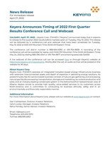 Keyera Announces Timing of 2022 First Quarter Results Conference Call and Webcast (CNW Group/Keyera Corp.)