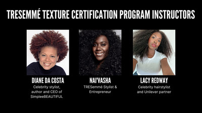 Created in partnership with textured hair expert and educator Diane Da Costa of SimpleeBEAUTIFUL CurlyTextured Academy, and shaped by celebrity stylists and TRESemmé ambassadors Lacy Redway and Nai’vasha, the TRESemmé Texture Certification Program will grant licensed U.S. stylists the opportunity to advance their skillset and ensure a fundamental understanding of textured, curly and coily hair care.