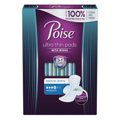 New Poise® Ultra Thin Pads with Wings guarantee up to 100% fresh protection against bladder leaks, giving women the confidence to join in more fun starting this summer.