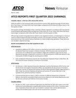 ATCO REPORTS FIRST QUARTER 2022 EARNINGS (CNW Group/ATCO Ltd.)
