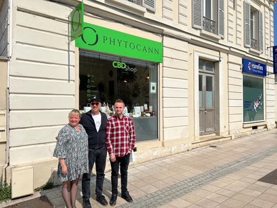 Halo Collective CEO Kiran Sidhu visits a Phytocann retail store in Greater Paris.