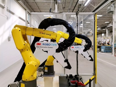 The RoboTape™ System for 3M™ Tape allows industrial manufacturers to take advantage of the benefits of 3M Tape in their assembly processes while maximizing production throughput, improving quality, reducing or re-tasking manual labor and limiting re-work.