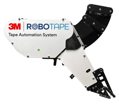 The RoboTape™ System for 3M™ Tape allows industrial manufacturers to take advantage of the benefits of 3M Tape in their assembly processes while maximizing production throughput, improving quality, reducing or re-tasking manual labor and limiting re-work.