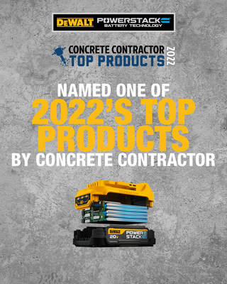 Concrete Contractor® Magazine named the DEWALT POWERSTACK™ 20V MAX* Compact Battery one of the construction industry’s best new products that come highly recommended by users and concrete professionals.