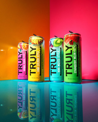 Truly Poolside Variety Pack features limited edition styles Orange Peach Fizz, Piña Colada Style, Kiwi Mojito Style and Strawberry Melon Fizz