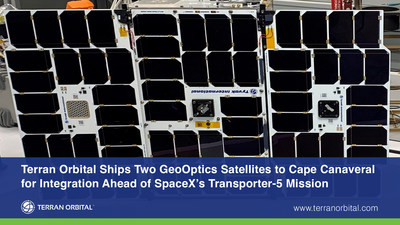 Terran Orbital Ships Two GeoOptics Satellites to Cape Canaveral for Integration Ahead of SpaceX's Transporter-5 Mission
