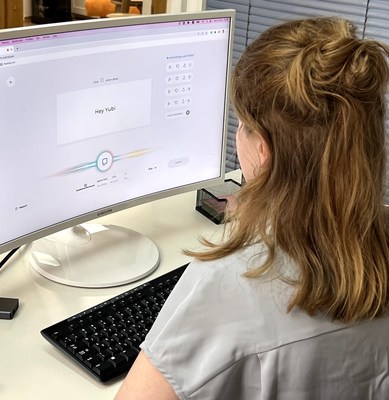 The Ensemble interface. The speech-impaired volunteer says aloud the sentences on the screen, recorded and added to the Project Ensemble repository.