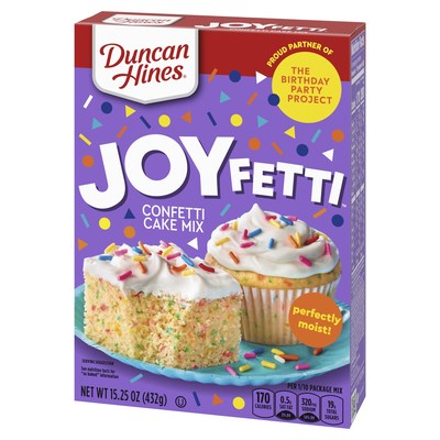 Duncan Hines® is partnering with The Birthday Party Project, a non-profit organization that has helped kids experiencing homelessness celebrate birthdays for over a decade. In honor of the partnership, Duncan Hines is debuting a festive new JOYfetti Cake Mix arriving in stores this June.