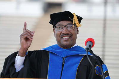 Under Secretary of Agriculture for Natural Resources and the Environment Homer Wilkes, Ph.D., delivers the Spring 2022 Undergraduate Commencement Address at Jackson State University on Saturday, April 30, 2022. (Photo Credit: Jackson State University / Charles A. Smith)