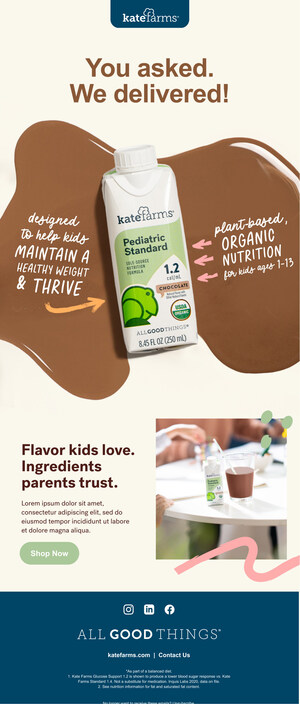 Kate Farms Launches Chocolate Flavor of Pediatric Standard 1.2 Plant-Based Medical Nutrition Formula