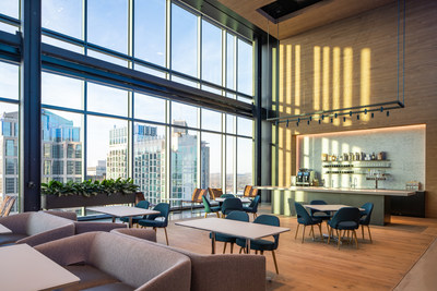Employees can socialize and enjoy locally-sourced food and beverage options on the 24th Floor Cafe.