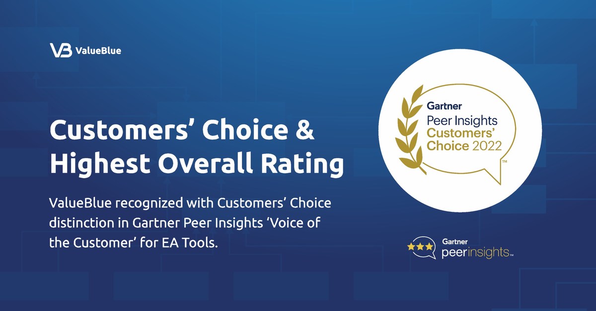 ValueBlue Recognized as a Gartner® Peer Insights™ Customers' Choice Thanks to Outstanding Reviews from Enterprise Architects and Technology Executives - Vimarsana News