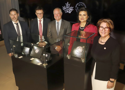 From right to left: Marie Lemay, President and CEO, Royal Canadian Mint; Humara, Rana, Director, Product Development, Royal Canadian Mint; David Heffel, President, Heffel Fine Art Auction House; Itay Ariel, Executive Director, Sales & Operations, Crossworks Manufacturing Ltd.; and John Vaccaro, Owner, Beverly Hills Jewellers at the launch of the Mint’s Opulence Collection in Ottawa, ON, May 4, 2022.