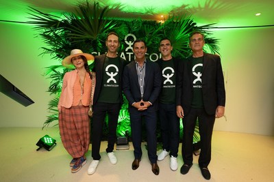 Climatecoin's Ximena Caminos (CCO), Francisco Benedito (Cofounder & Chairman), Pedro López (co-CEO), and Javier Manzanares (co-CEO) with Miami Mayor Francis X. Suarez (center) at the Climatecoin investor event in Miami on April 23, 2022.