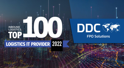 For the second year in a row, freight-focused global business process outsourcing company DDC FPO is recognized by Inbound Logistics magazine as one of the top 100 technology companies that support and enable logistics excellence