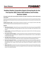 Pembina Pipeline Corporation Reports Strong Results for the First Quarter 2022, Raises 2022 Guidance and Provides Business Update