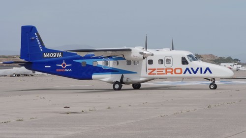 ZeroAvia has received its second twin-engine 19-seat Dornier 228 aircraft at its headquarters in Hollister, Calif., as it expands development of the ZA600 hydrogen-electric powertrain. ZeroAvia has received its second twin-engine 19-seat Dornier 228 aircraft at its headquarters in Hollister, Calif., as it expands development of the ZA600 hydrogen-electric powertrain.