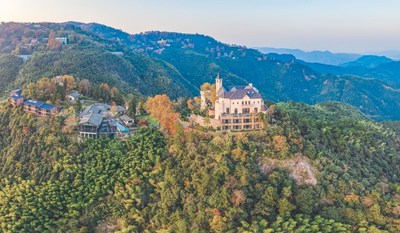 An aerial view of Naked Castle on Mogan Mountain in Deqing County, Huzhou City, east China's Zhejiang Province.
