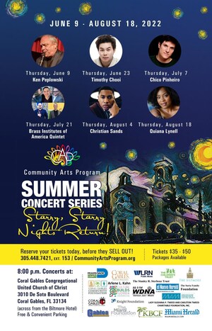 Following Two Years of Virtual Broadcasts, The Community Arts Program (CAP) Summer Concert Series is Back On-Ground with an Outstanding Summer Concert Series Line-Up for a 37th Season Titled: Starry, Starry Nights Return!