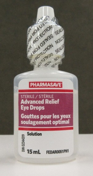 Gouttes pour les yeux soulagement optimal Pharmasave, 15 ml (bouteille) (Groupe CNW/Santé Canada)