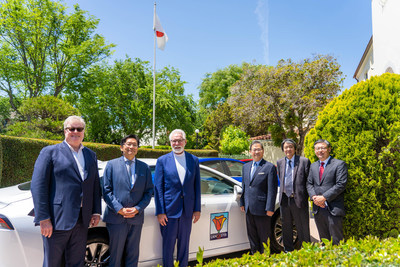 Ceremony speakers outside the Consul General's residence: Lex Heslin, Akira Muto, R. Rex Parris, Sean Chigusa, Takehito Yokoo, and Norihiko Saeki.