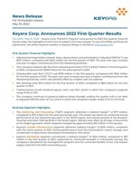 Keyera Corp. Announces 2022 First Quarter Results (CNW Group/Keyera Corp.)