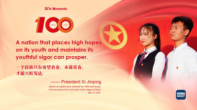 A highlight from President Xi Jinping’s remarks at a ceremony held in Beijing on Tuesday marking the 100th anniversary of the founding of the Communist Youth League of China. [Graphic by chinadaily.com.cn]