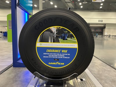 At WasteExpo 2022 in Las Vegas, Nev. The Goodyear Tire & Rubber Company showcases Endurance WHA with a renewable soybean oil compound, Goodyear’s first waste hauler tire developed with a bio-based material.