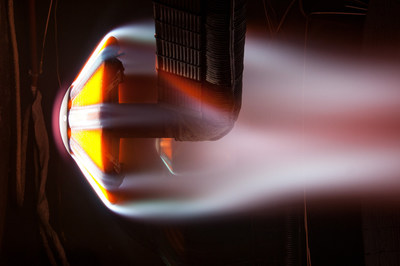 Photo Credit: NASA. Photo Description: A flight-like ADEPT skirt being tested in an arc-jet flow.