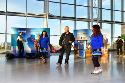 Attendees were treated to a special performance from the Teechik Dancers, a Vuntut Gwitchin group from Old Crow, Yukon. (photo credit: Simon Blakesley) (CNW Group/Air North, Yukon's Airline)