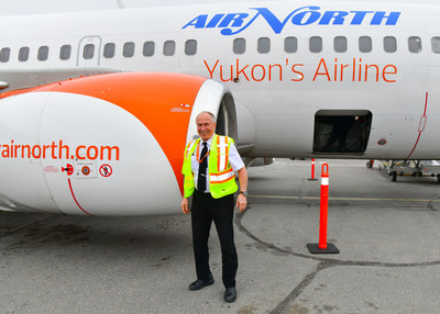 President and CEO of Air North, Yukon's Airline, Joe Sparling, welcomes Air North, Yukon's Airline flight number 4N823 at Toronto Pearson International Airport. (photo credit: Simon Blakesley) (CNW Group/Air North, Yukon's Airline)