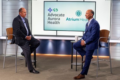 Advocate Aurora Health and Atrium Health have announced plans to combine into one leading academic health system. Jim Skogsbergh (left) and Eugene A. Woods will serve as co-CEO's of the new entity, to be called Advocate Health.