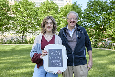 Emily Whitehead, first pediatric patient to receive CAR T-cell therapy, celebrates cure 10 years later.