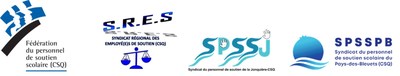 Logos FPSS-CSQ SRES-CSQ SPSSJ-CSQ SPSSPB-CSQ (Groupe CNW/Syndicat rgional des employs de soutien (SRES-CSQ))