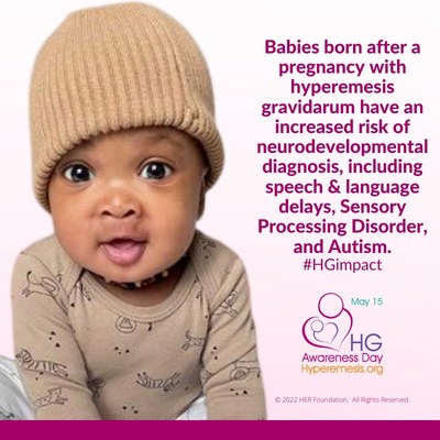 Babies born after a pregnancy with hyperemesis gravidarum have an increased risk of neurodevelopmental diagnosis, including speech & language delays, Sensory Processing Disorder, and Autism, as well as emotional and behavioral disorders. hyperemesis.org/research