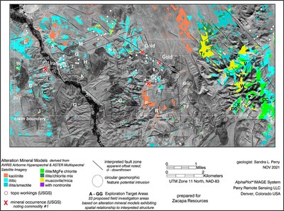 Figure 3 – Map of the Dewdrop project area showing interpretation from hyperspectral remote sensing (CNW Group/Zacapa Resources)