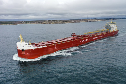 SL’s new purpose-designed diesel-electric self-unloading ship begins service for Windsor Salt. (CNW Group/The CSL Group Inc.)