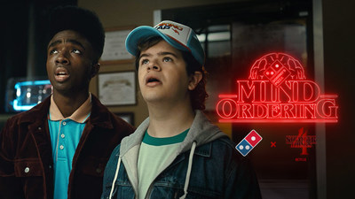 “Stranger Things” characters Lucas (played by Caleb McLaughlin) and Dustin (played by Gaten Matarazzo) star in TV spots which introduce Domino’s new mind ordering app.