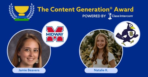 2022 Content Generation Award winners: Educator winner Jamie Beavers and student winner Natalie Keller
