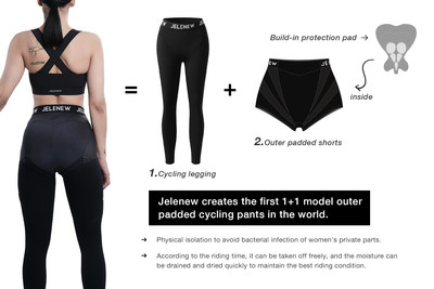 Jelenew creates the first 1+1 model outer padded cycling pants in the world
