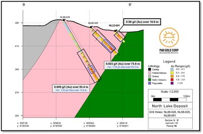 Figure 4: Cross-section NL88-028, NL88-029 and NL22-091 (CNW Group/MAS Gold Corp)