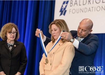 Stuart accepts the Leadership Award for Excellence at the Baldrige Foundation Awards Luncheon on April 5, in National Harbor, MD.