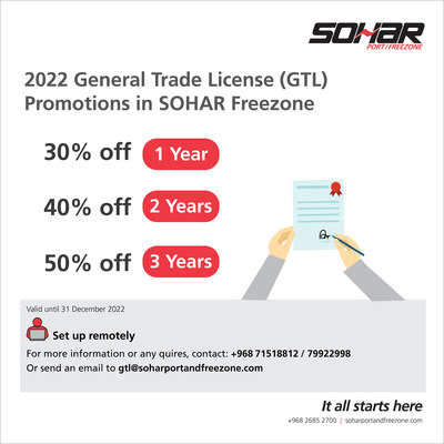 SOHAR GTL Image - 2022 General Trade License Promotions (PRNewsfoto/SOHAR Freezone)