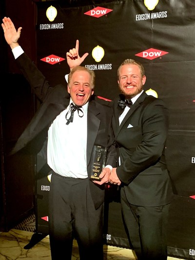 Father and Son Rick & RJ Hassler winning the Gold Medal Edison Award for the invention of the Food Freshness Card