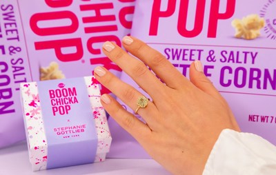 Angie’s BOOMCHICKAPOP has created the first-ever "Popcorn-Cut" Diamond just in time for wedding season. Designed in partnership with Stephanie Gottlieb Fine Jewelry, this eye-popping 3.66 carat popcorn-cut diamond engagement ring is a marriage of two of life’s greatest pleasures: popcorn and diamonds.